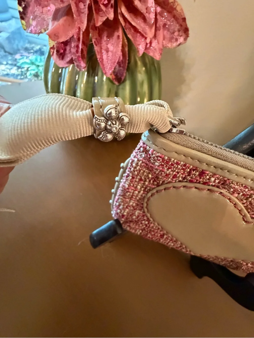 Brighton Pink Tweed Heart Wristlet Pouch